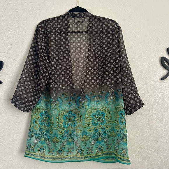 Coldwater Creek Sheer Front Tie Kimono Top - Picture 4 of 5